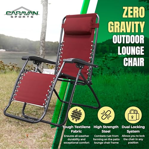 Caravan Sports Zero Gravity Outdoor Portable Folding Camping Lawn Deck Patio Pool Recliner Lounge Chair for Adults, Adjust...