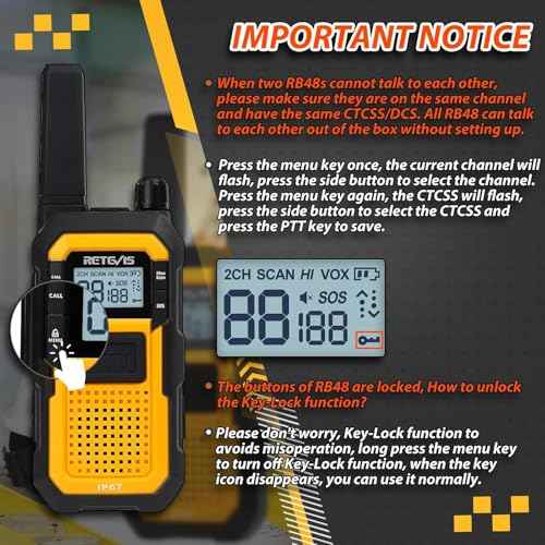 Retevis RB48 Walkie Talkies Long Range, IP67 Waterproof Two Way Radios with Earpiece, Support VOX, Vibration Call, 2000mAh, NOAA, 2 Way Radio for Business(2 Pack)