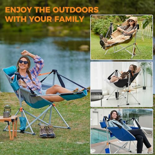 KingCamp Hammock Chair with Footrest, Swinging Portable Folding Camping Chairs for Adults MAX 400lbs Heavy Duty Foldable O...