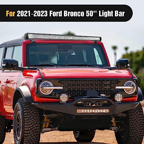 Nilight 2PCS 50” Straight LED Light Bar Mounting Bracket Over-Windshield Mount Kit for 2021 2022 2023 2024 2025 Ford Bronc...