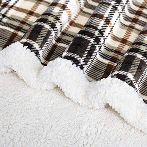 Touchat Sherpa Plaid Throw Blanket, 60" X 70"Fuzzy Fluffy Cozy Soft Blanket, Fleece Flannel Plush Twin Size Microfiber Bla...