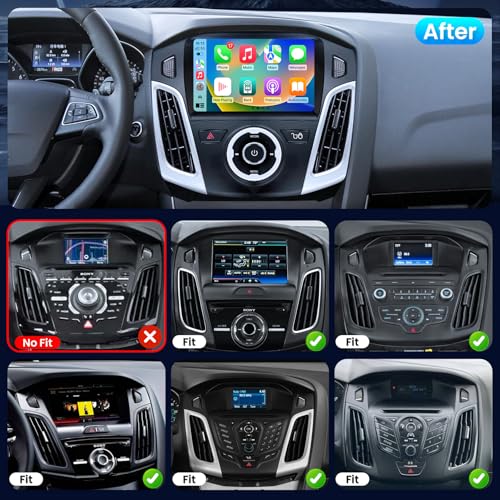 Car Radio Stereo for Ford Focus 2012-2018: 9 Inch Touch Screen Head Unit Replacement with Wireless Carplay Android Auto GP...