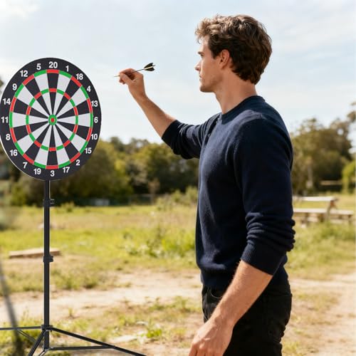 Dartboard Stand, Heavy Duty Portable Dart Board Holder with Adjustable Height (34" to 74"), Dart Board Stand for Adults, S...