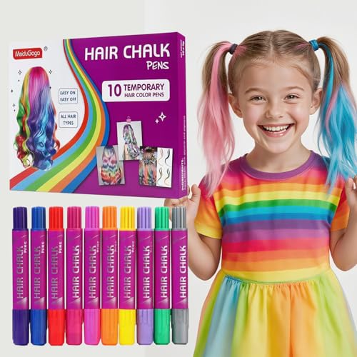 Girl Gifts Hair Chalk£¬10 Color Temporary Kits Low stimulation Washable Hair Dye Colourful Pens.for Makeup Toy Kids Ages 6-13 Years Old£¬Birthday Gifts Halloween Christmas & Festival Party