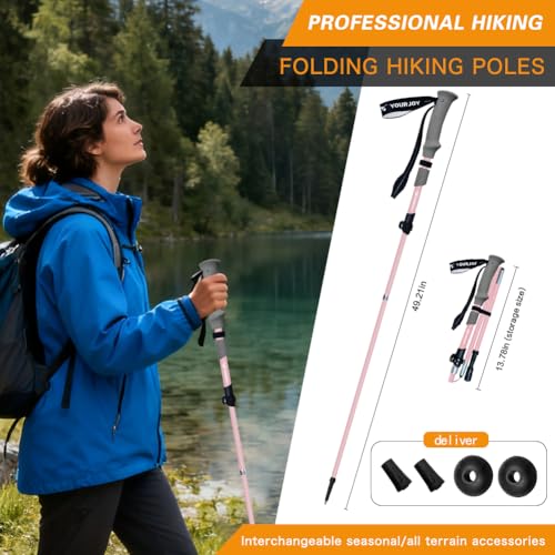 Yourjoy Hiking Trekking Poles, Macaron Colors 2 Pack Anti Shock, Adjustable, Collapsible Hiking Poles for Trekking or Walk...