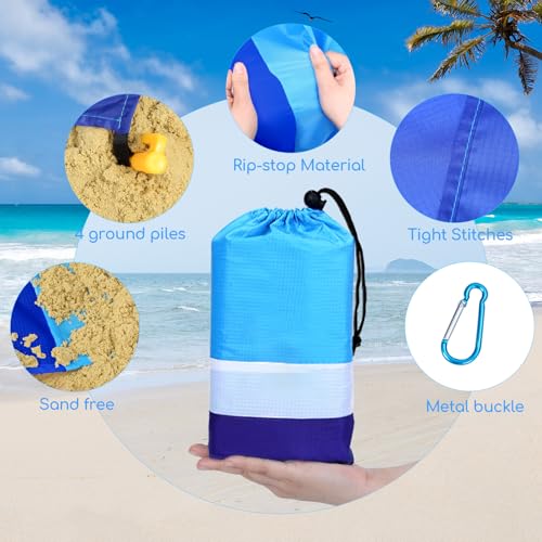 Beach Blanket Waterproof Sandproof Oversized Lightweight 78''×81'' 1-5 Adults Blanket Beach Large Picnic Mat for Travel Ca...