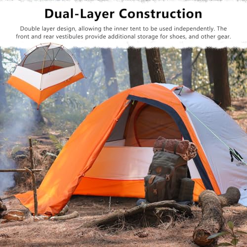 HIKERBRO Winter Camping Tent - Lightweight & Waterproof Backpacking Tent, 2 Person 4 Season Tent for Snow and Cold Weathe...