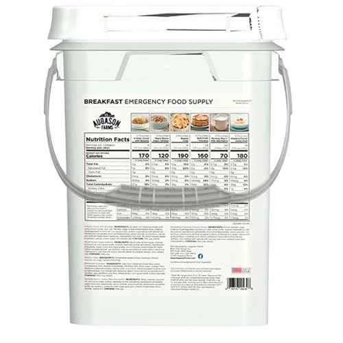 Breakfast Variety Kit Emergency Food Supply, 162 Servings, 20 Year Shelf Life, 6 Breakfast Varieties - Dehydrated Meals, Survival Food Camping Essentials, 4 Gallon Bucket