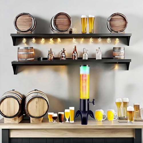 Drink Tower: 1.5L Mimosa Tower Dispenser with Ice Tube and LED Light, 50oz/1.58 Qt Tabletop Beer Dispense for Parties Bars...
