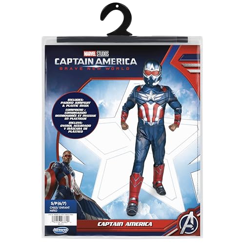 MARVEL Captain America Official Youth Halloween Costume - Premium Quality Padded Jumpsuit with Plastic Mask