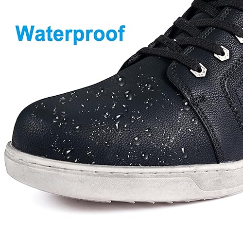 Men's Motorcycle Riding Shoes Street Riding Shoes Breathable Biker Boots Sneakers Powersports Footwear, Black Faux Leather...