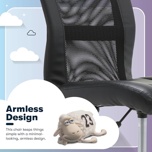 Serta Essential Armless TaskChair, Small Desk Chairs with Wheels, Breathable Mesh Back and Faux Leather, Quality Foam Cush...