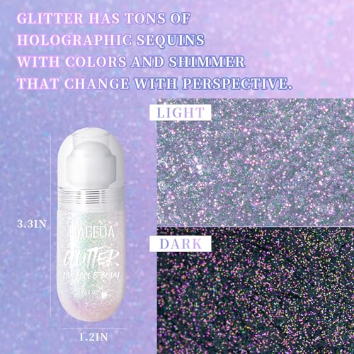 DAGEDA Body Glitter Gel, Roll-on Face Glitter for Mermaid Makeup Festival Rave Accessories, Holographic Hair Glitter Gel,B...