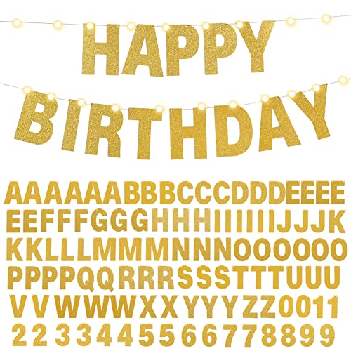 TaoBary 112 Pcs DIY Letter Kit Glitter Customizable Banner Letters Include 107 Letters and Numbers 3 Rope and 2 Needles fo...