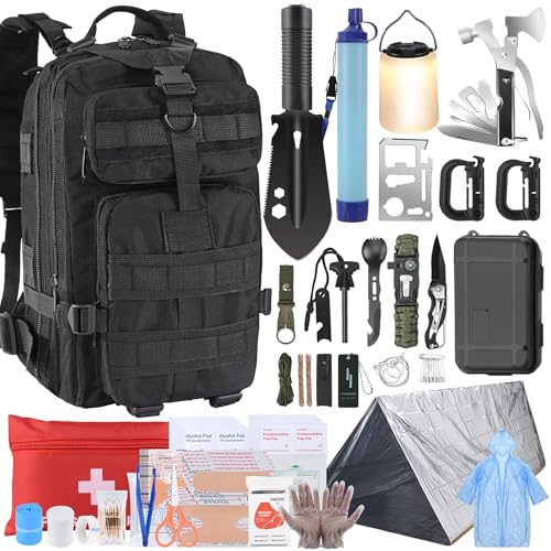 Gifts for Men Christmas Survival Kit, Survival Gear and Equipment 258 PCS with Water Filter, Emergency Tent, LED Lantern, ...