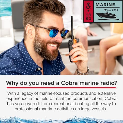 Cobra BlueBound 150 VHF Handheld Marine Radio - Black - 3-Watt, Floating, Long Range, NOAA Weather Alerts, International F...