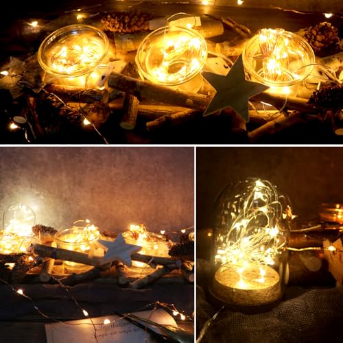 6 Pack 7Ft Starry String Lights No Remote Waterproof Fairy String Lights 20 Micro Starry LEDs On Silver Wire CR2032 Batter...