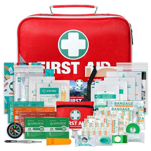 General Medi 2-in-1 First Aid Kit (215 Piece Set) + 43 Piece Mini First Aid Kit -Includes Ice(Cold) Pack, Moleskin Pad and...
