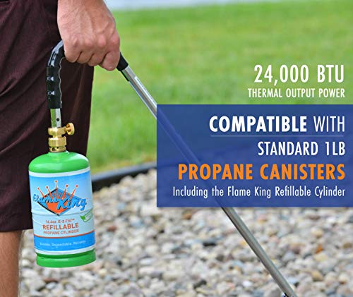 Flame King Refillable 1LB Empty Propane Cylinder Tank (2-Pack) and Flame King Propane Torch Weed Burner