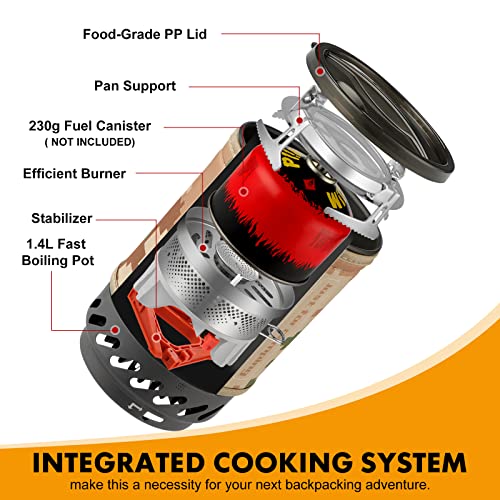 CAMPEAK Gen Camping Stove Cooking System | Portable Camping Backpacking Jet Burner | Fast and Safe Hiking Stove