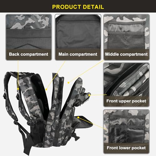 Zavothy 45L Military Tactical Backpack, Army 3-Day Assault Pack Bug Out Bag for Hiking Camping | Army, Bag, Large Rucksac...
