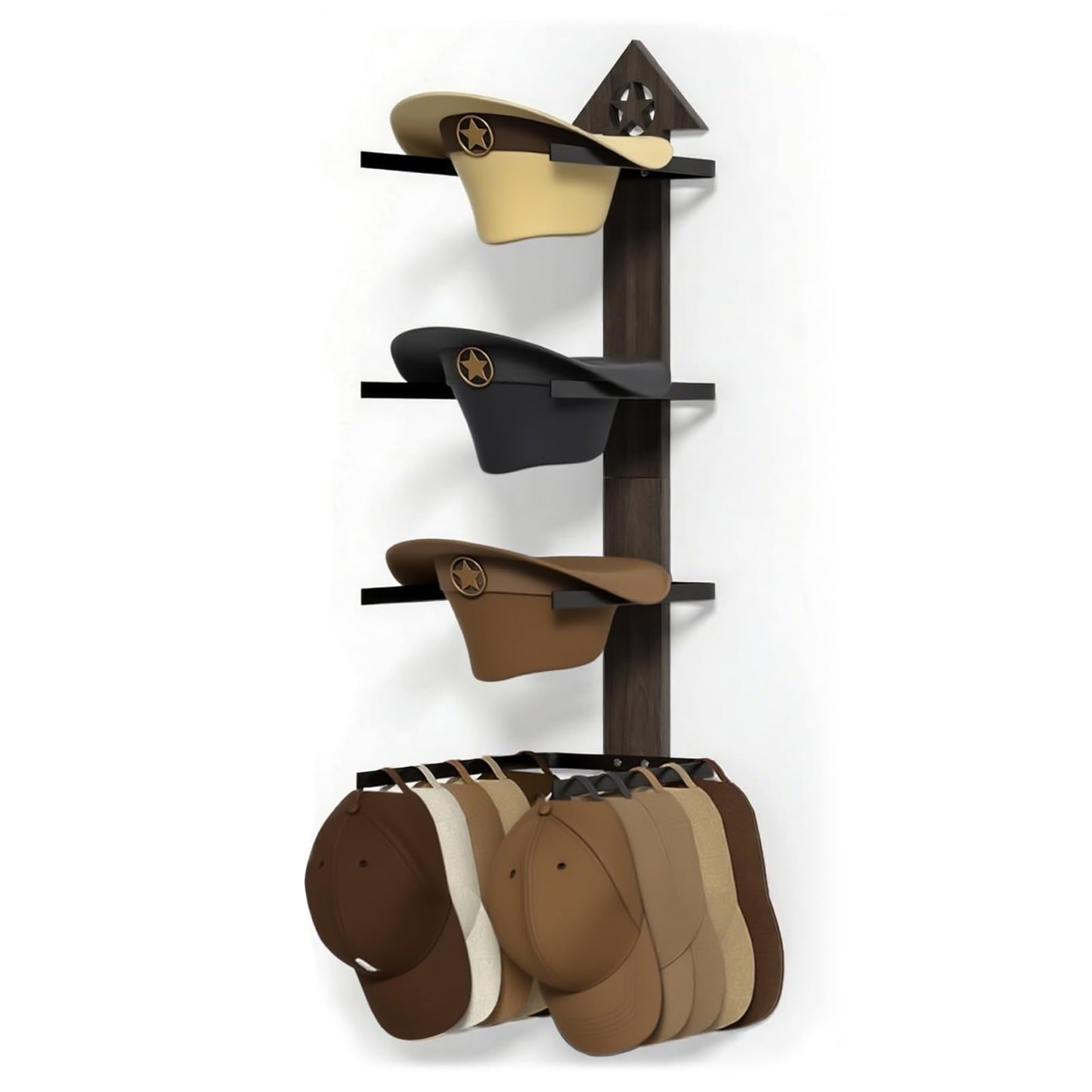 Cowboy Hat Rack -Cowboy hat holder for wall With Heavy- Organize and Display Your Hats with Ease, Wall Mounted Hat Hanger Western Decor for Cowboy Hats- Ideal Western Decor