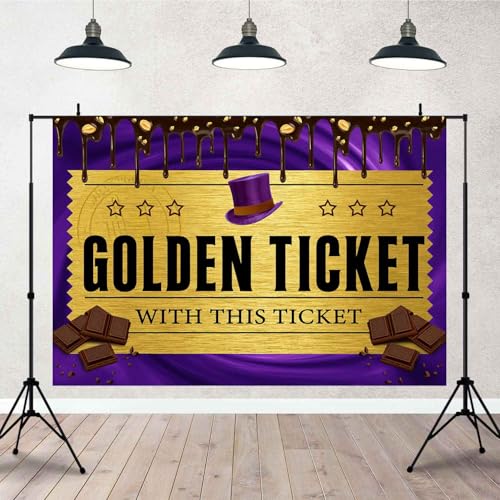 TOAOFY 7x5FT Chocolate Factory Backdrop Golden Ticket Backdrop Candy Party Background Kids Birthday Party Banner Baby Show...