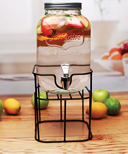 Circleware Sun Tea Mini Mason Jar Glass Beverage Dispenser with Lid, Glassware For Water, Juice, Beer, Wine, Liquor, Kombu...