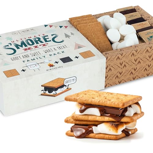 Smores Kit By Astor Chocolate Smore Kit for Fire Pit, Camping, Includes Marshmallows, Graham Crackers, Assorted Premium Be...