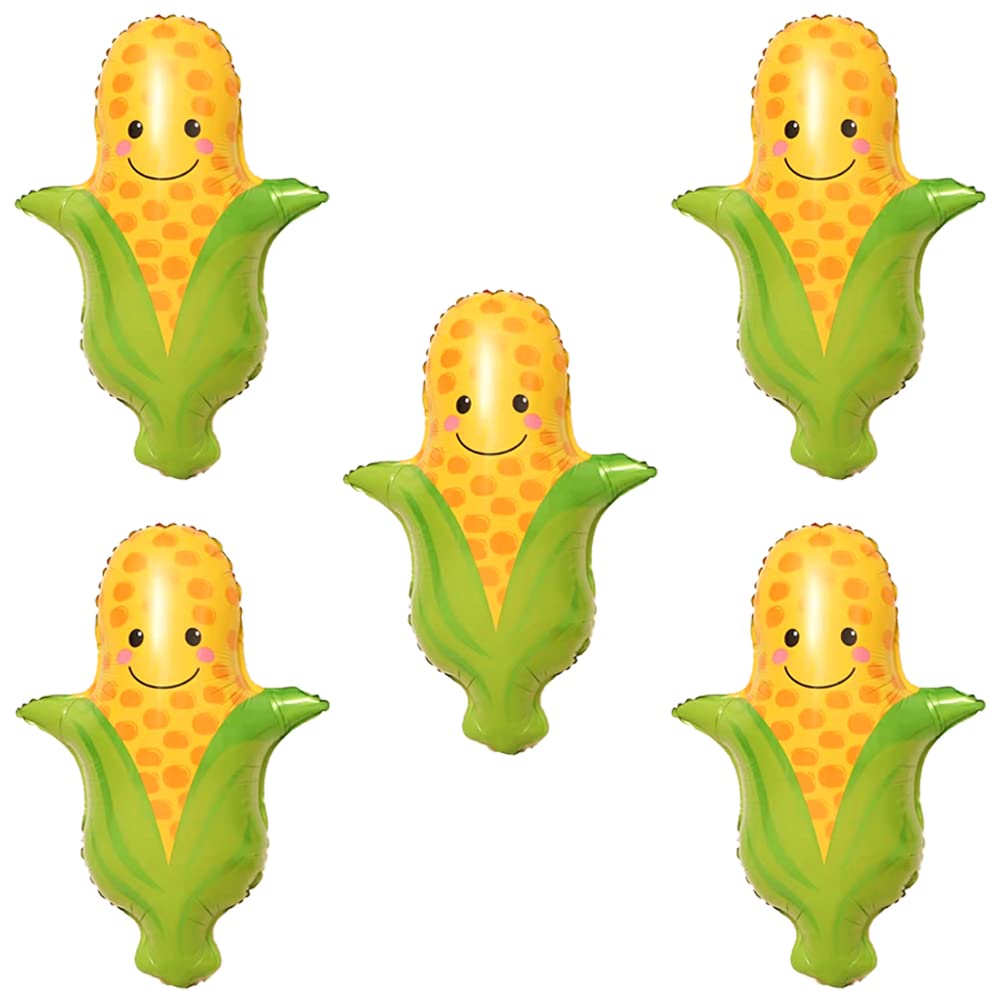 HORUIUS Corn Balloons Vegetables Foil Mylar Balloons for Baby Shower Corn Themed Party Birthday Decoration Supplies 28 inch 5PCS