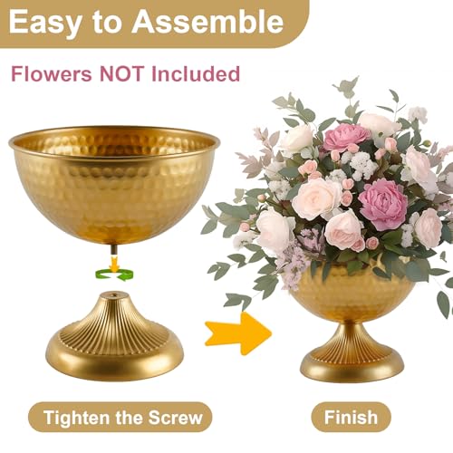 Gold Vases for Wedding Centerpieces, Set of 10 Metal Vase Small Table Centerpiece Flower Stands Wedding Arrangement for We...