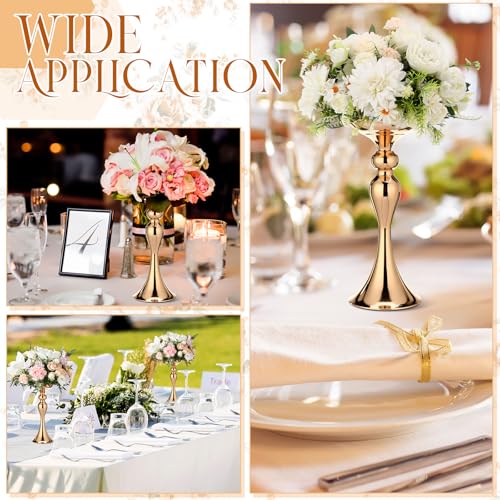 Sadnyy 12 Pcs Metal Flower Arrangements Stand Metal Wedding Centerpiece Stand Gold Vase Centerpiece Tall Table Decor Flowe...