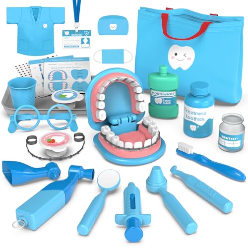 Dentist Play Set for Toddlers 3-5 - Doctor Kit Toy Gifts for 3 4 Year Old Girls, Pretend Play Montessori Toys Teeth and De...