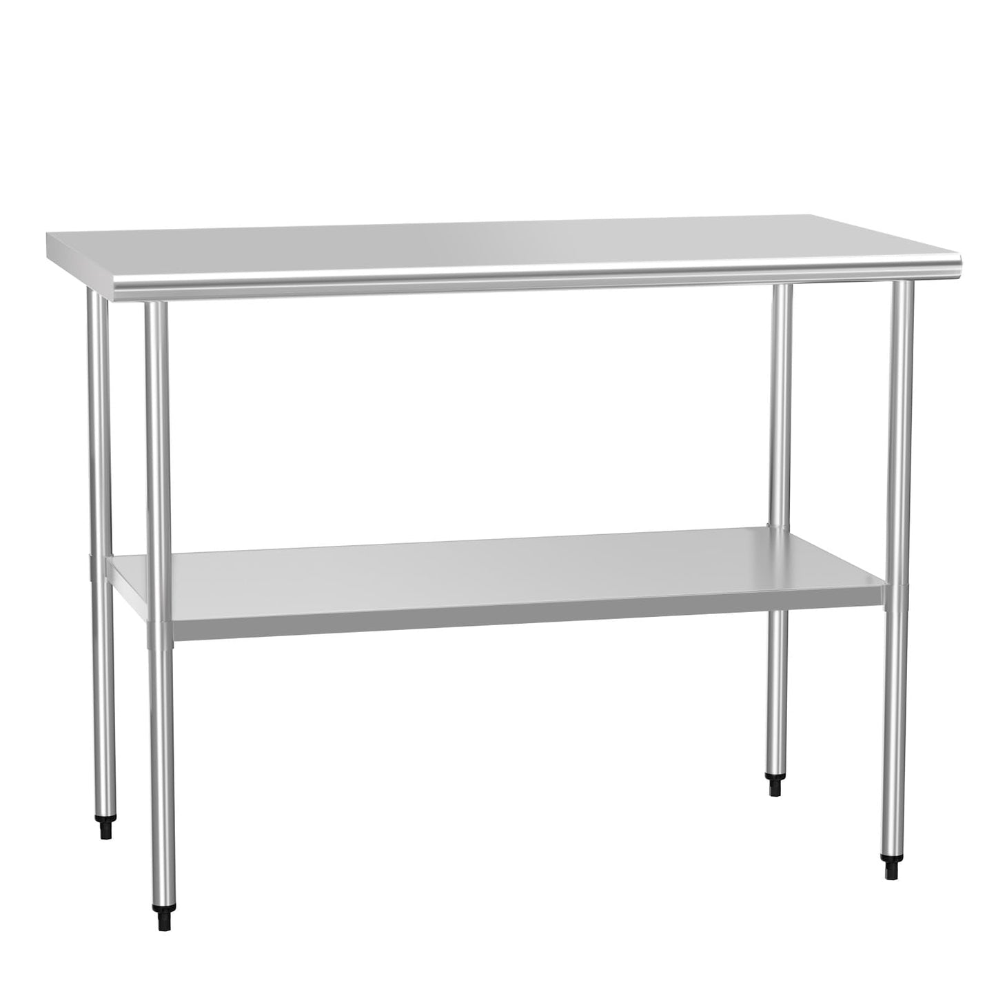 Stainless Steel Table for Food Prep & Work 24 x 48 inches Utility Table with Adjustable Undershelf, Commercial Workstation in Kitchen, Garage, Outdoor BBQ