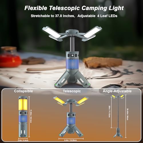 Camping Lights, Rechargeable Telescopic Camping Lights with Stand,12,000mAh Camping Lanterns & Lights with RGB, Magnetic B...