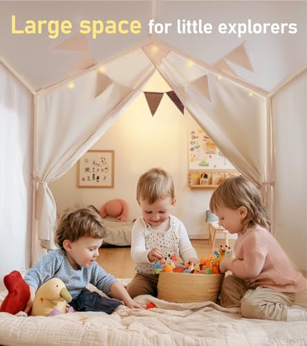 Little Dove Kids Tent, Play Tent with Star Lights, Large Play Tents with 2 Windows, Kids Playhouse Indoor & Outdoor, Readi...