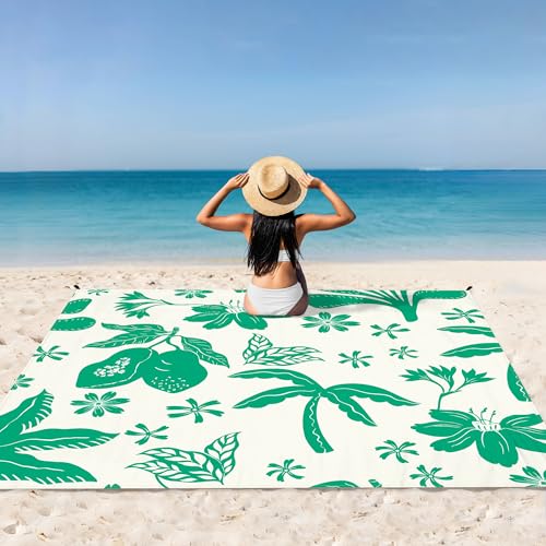 Alarmore Beach Blanket Waterproof Sandproof, 9 Ft X 10 Ft Extra Large Sand Free Beach Mat, Big Compact Lightweight Quick D...