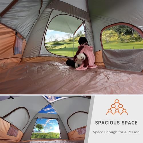 Umbalir Upgrade Inflatable Camping Tent with Pump, Easy Setup 4 Season Glamping Tent, 2-4 Persons Waterproof Windproof Out...