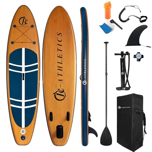 JC-ATHLETICS Inflatable Stand Up Paddle Board (6 Inches Thick), ISUP Package W/Premium SUP Accessories & Backpack, Non-Sli...