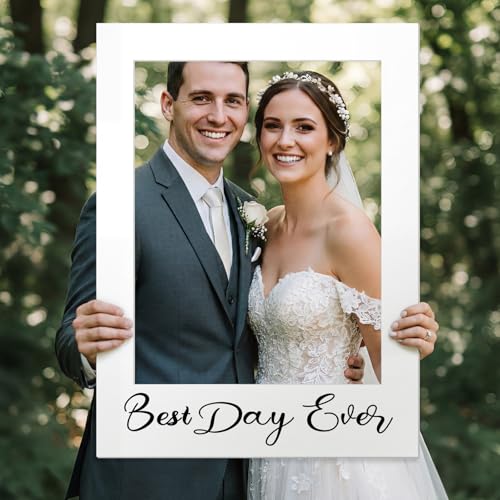 BreezeHug 32 x 24 Inch Large Wedding Quinceanera Photo Booth Prop Picture Frame DIY PVC Cutouts Photo Booth Prop Selfie fo...