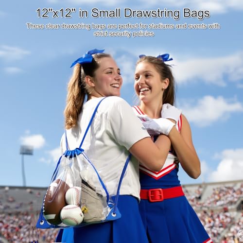 RunaFun Clear Drawstring Bags for Stadium Events, 12×12 Small Clear Backpack，Concerts, Work, Festivals and Sporting Events...