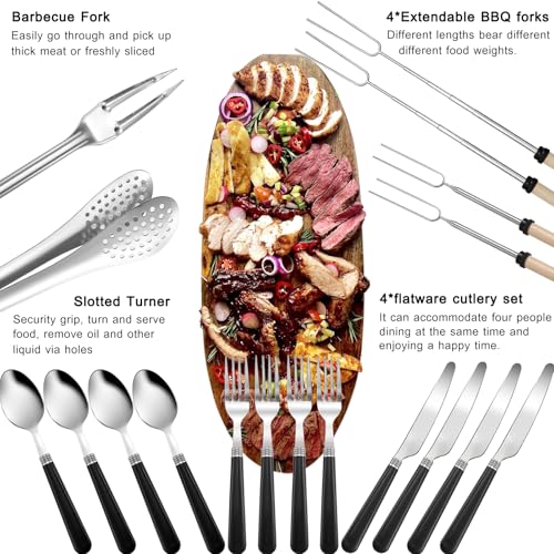 Bsotas Camping Cooking Utensils Set - Camping Utensil Set Car Camping Cooking Essentials Gear for Camp Kitchen Cooking and...