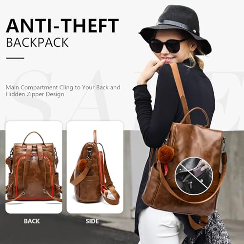 CHERUTY Women Backpack Purse PU Leather Anti-theft Casual Shoulder Bag Fashion Ladies Satchel Bags