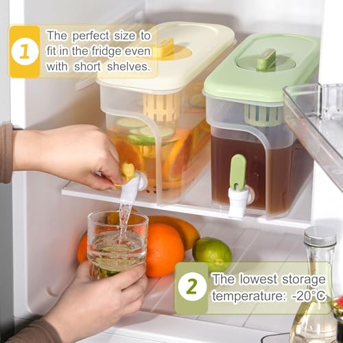 RAMFIYN 1 Gallon Drink Dispenser for Fridge, Water Container with Spigot, Upgraded Gallon Water Dispenser Ice Tea Pitcher ...