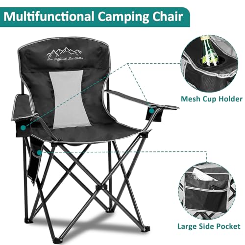 SAILARY Outdoor Folding Camping Chair with Cup Holder, Storage Bag, Large Anti-Sink Feet, 325lbs Capacity, Breathable Mesh...