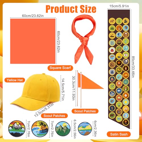 Dreamtop Scout Costume Set, Explorer Costume Accessories with Adventure Sash Patches Hat Neckerchief Flags for Adults Men ...
