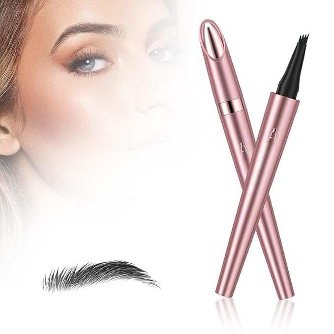 Microblading Eyebrow Pencil, 2026 New 3D Waterproof Eyebrow Pen, Four Tip Precision for Natural Gap Filling, Long-Lasting Eyebrow Makeup for Women (Black, 1 PCS)