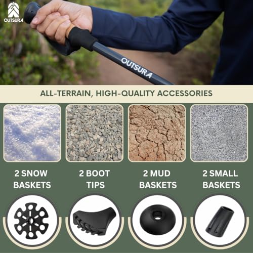 Outsura Carbon Fiber Hiking Stick 2 Pack – Professional Grade, Collapsible Trekking & Walking Sticks for Hiking