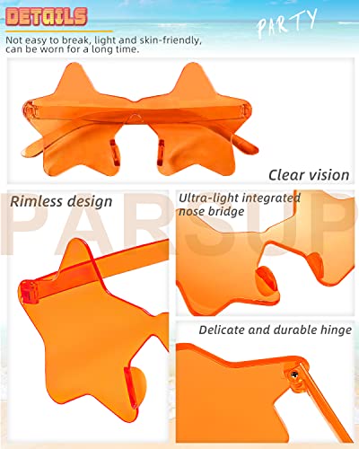 14 Pairs Star Shaped Rimless Sunglasses Frameless Star Sunglasses Transparent Candy Color Glasses Tinted Eyewear Bachelore...