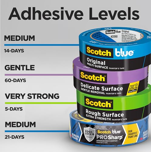 ScotchBlue Original Multi-Surface Painters Tape, 1 Inch Wide (0.94 In. x 60 Yds), 1 Roll, Blue Paint Tape Protects Surface...